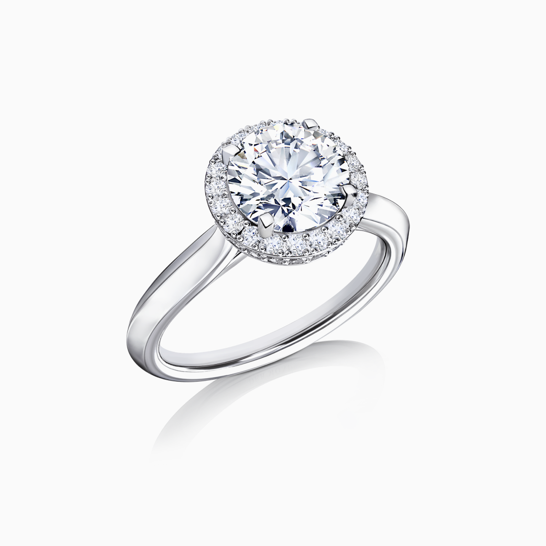 Modern Brilliant Cut Diamond Halo Engagement Ring
